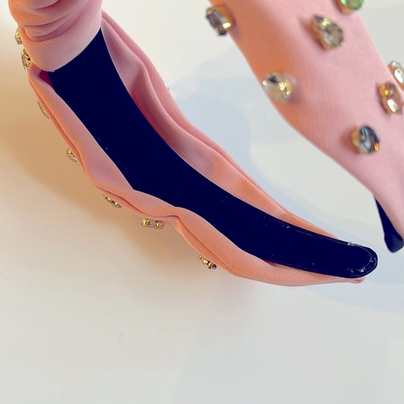 Baby Pink Fabric and Colorful Hued Rhinestone Jewel Headband lined flexible 💖 - Picture 6 of 9
